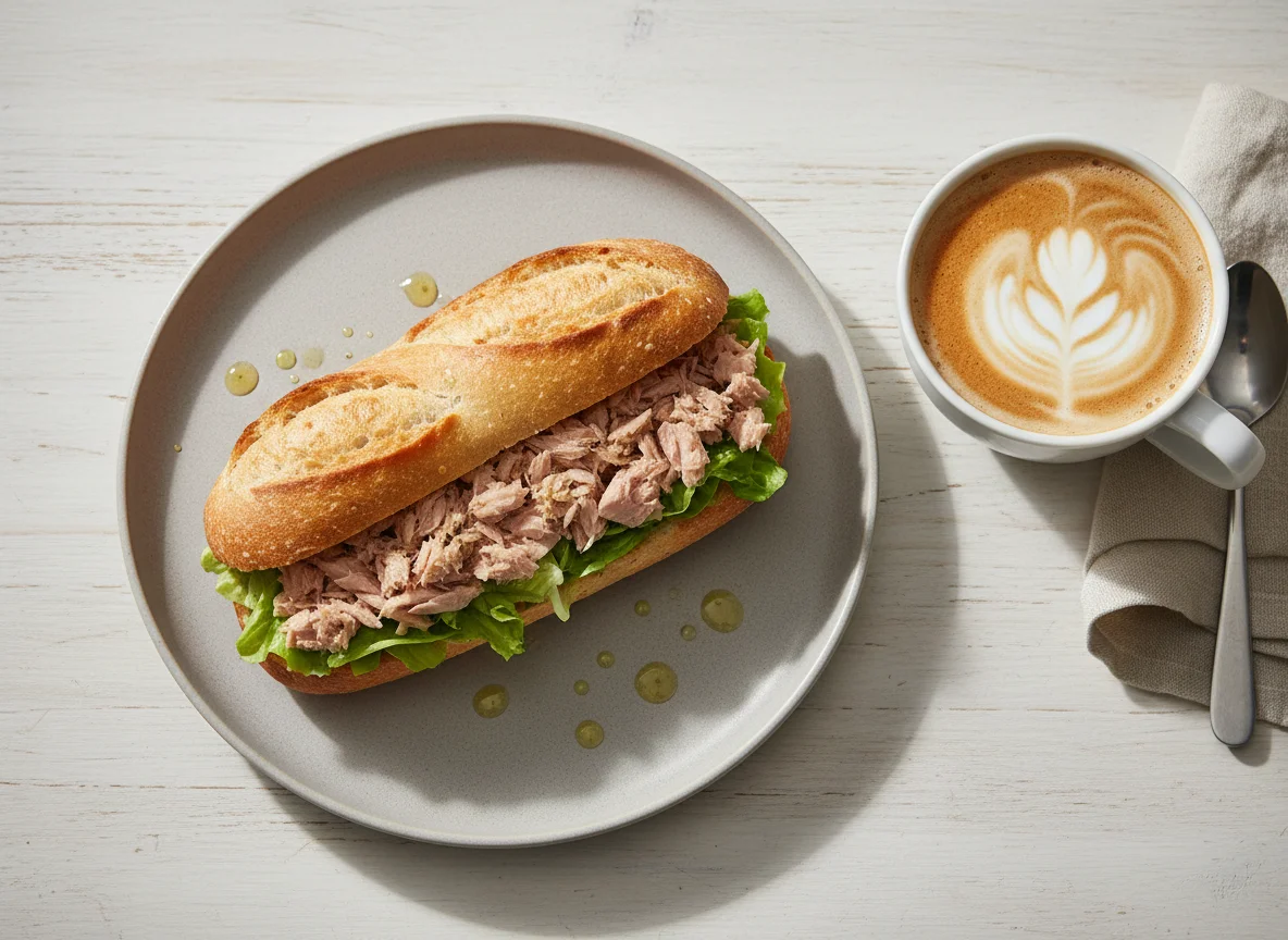 Tuna Sandwich and Coffee photo