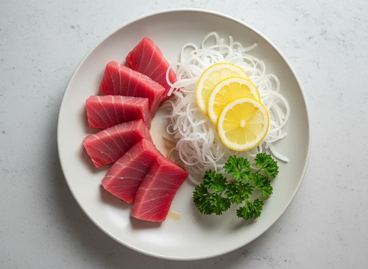 Tuna Sashimi with Garnish photo