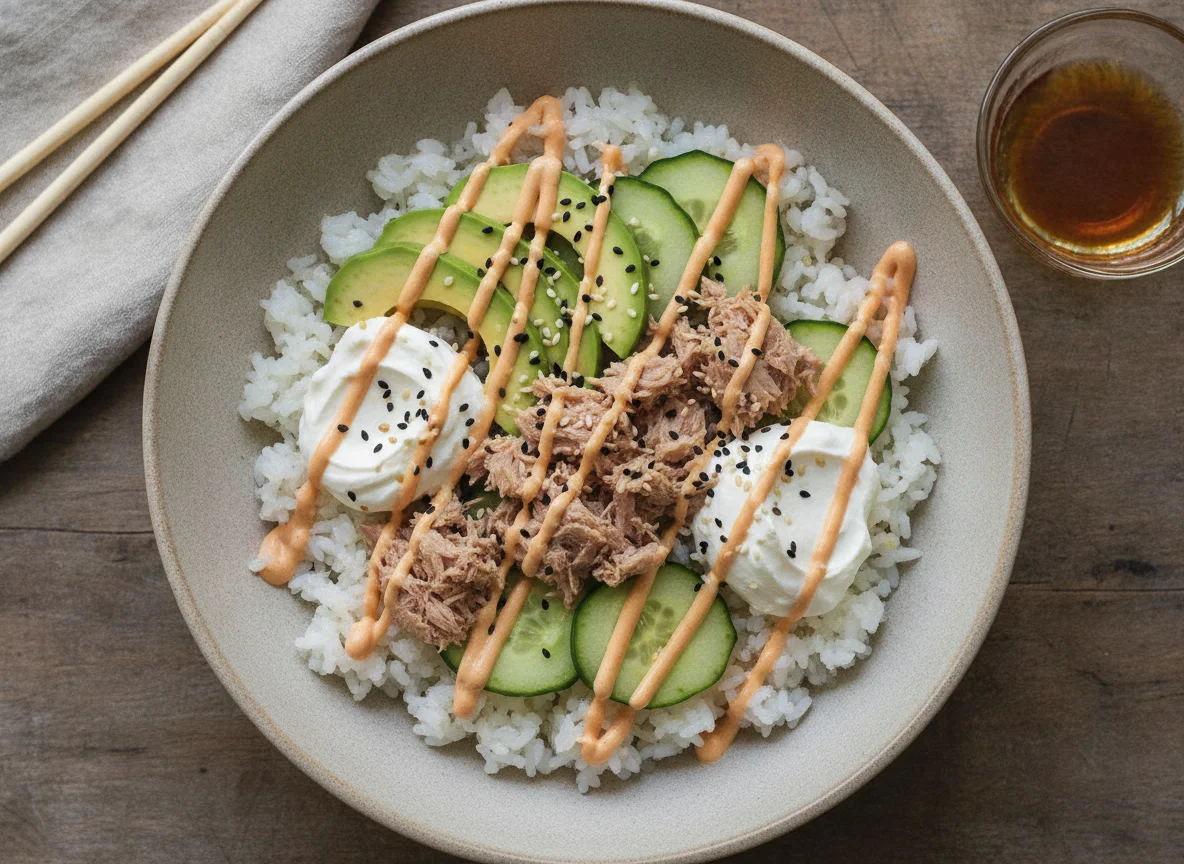 Tuna Sushi Bowl with Labneh and Avocado photo