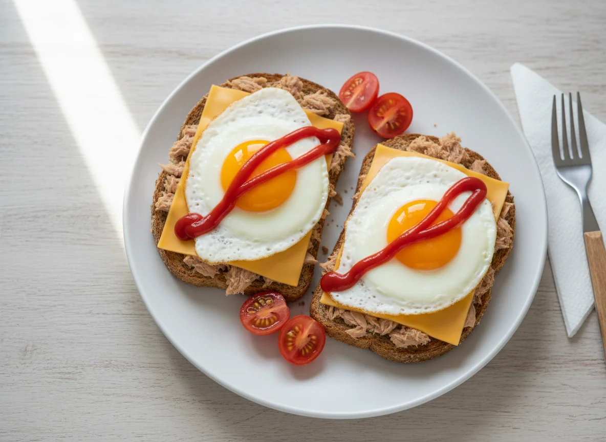 Tuna Toast with Fried Eggs photo