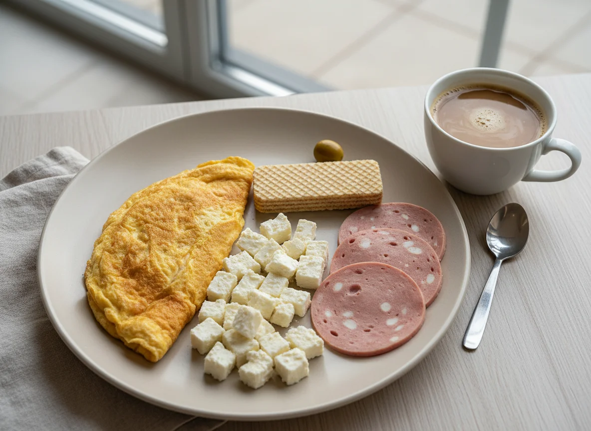 Tunisian Breakfast Plate with Coffee photo