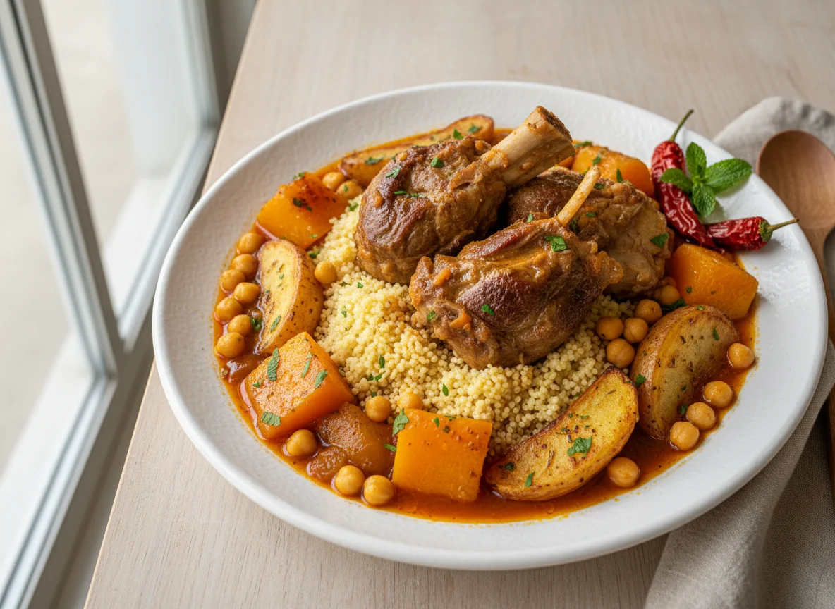 Tunisian Couscous with Lamb and Vegetables photo
