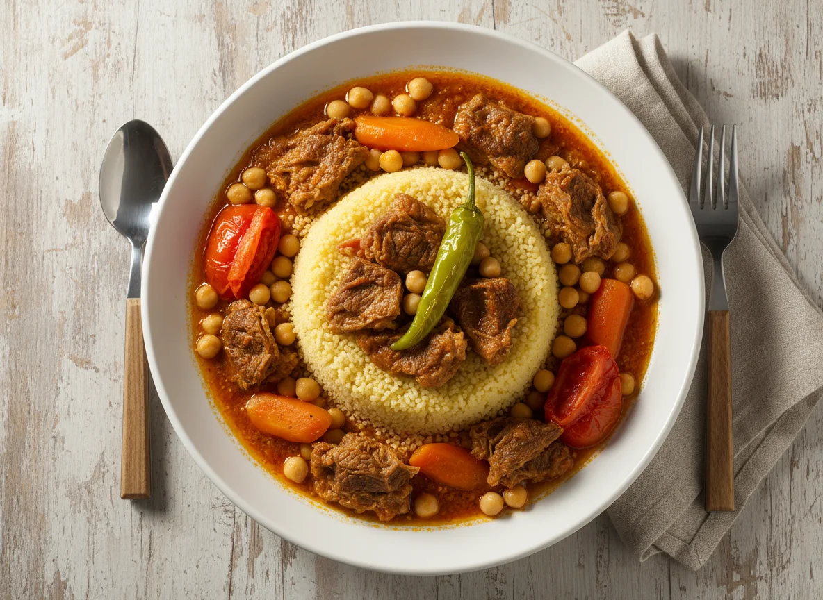 Tunisian Couscous with Tripe and Chickpeas photo