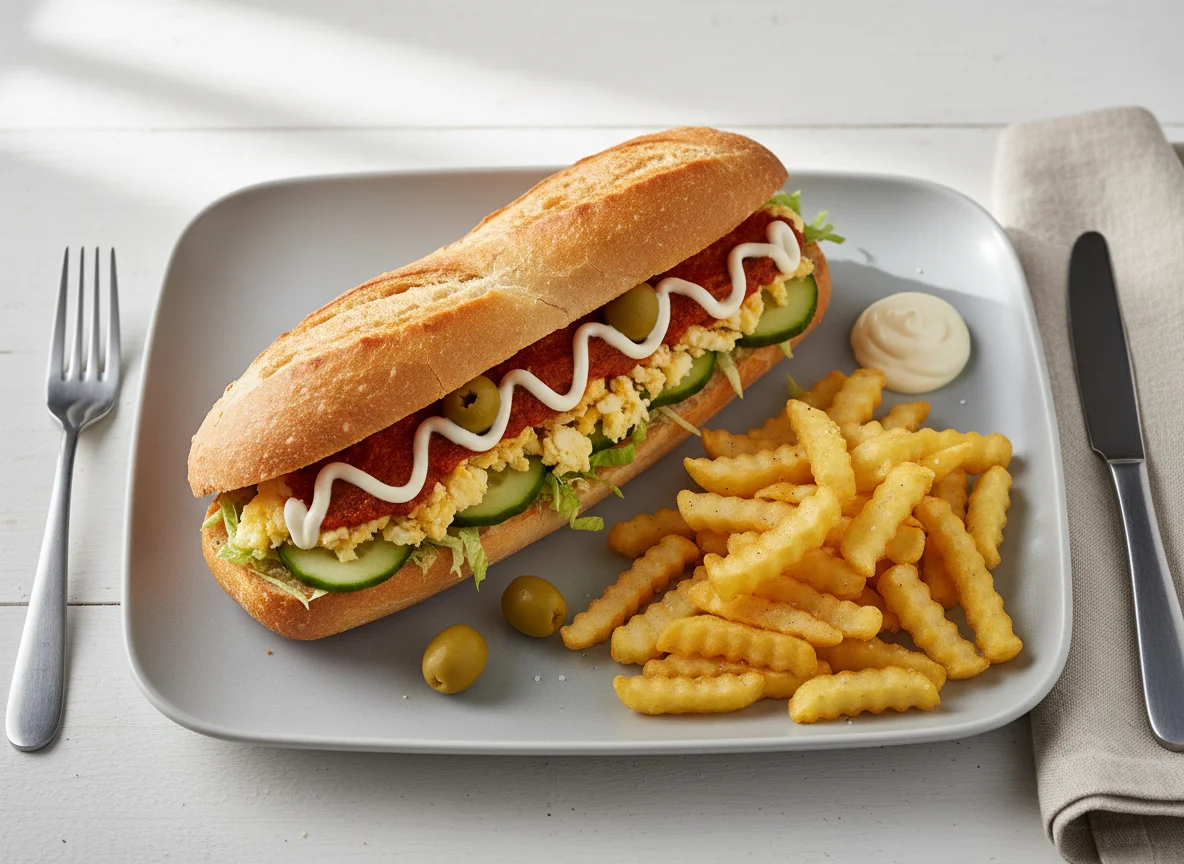 Tunisian Fricassé Sandwich with Fries photo