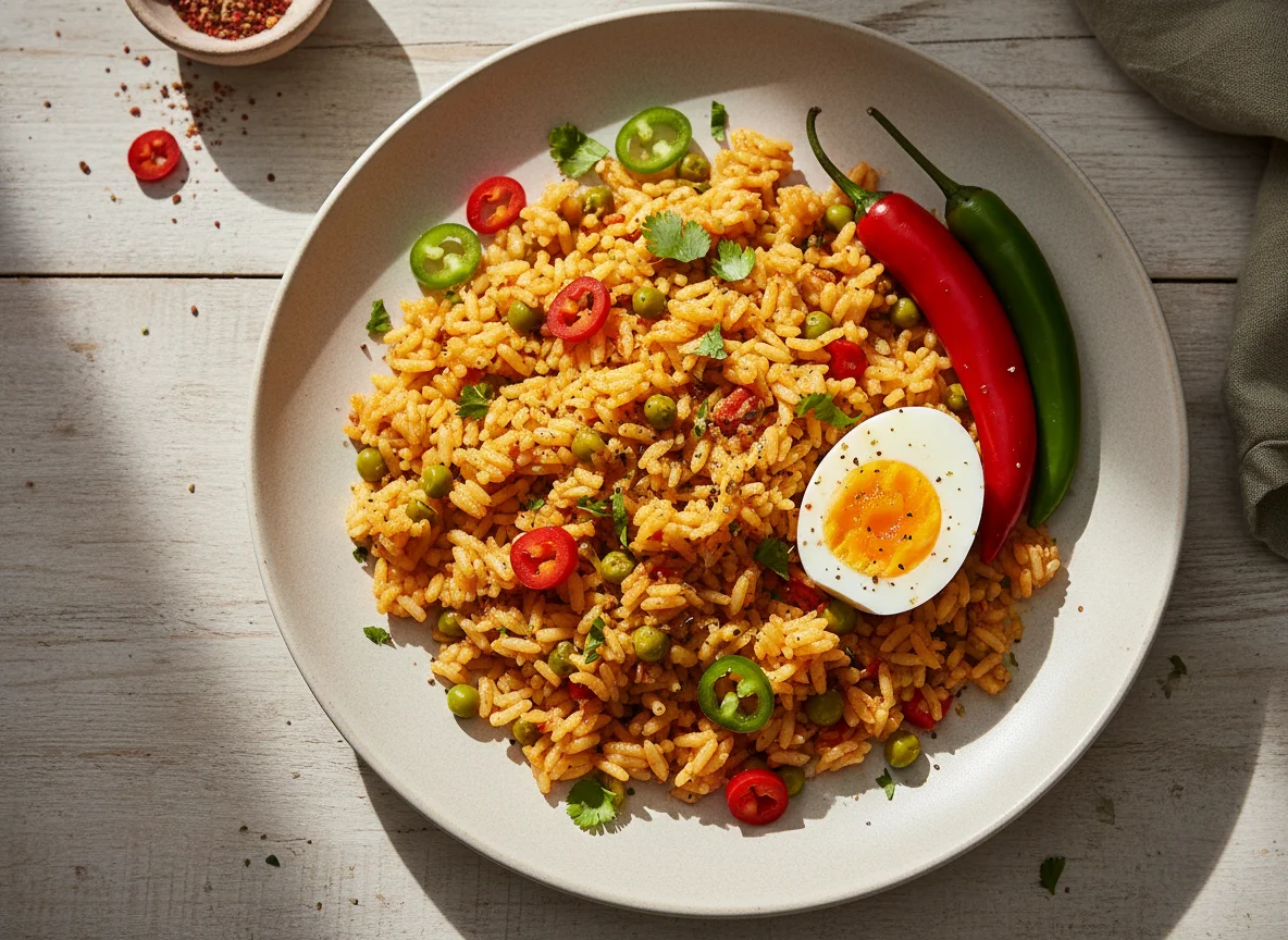 Tunisian Spiced Rice with Egg and Peppers photo