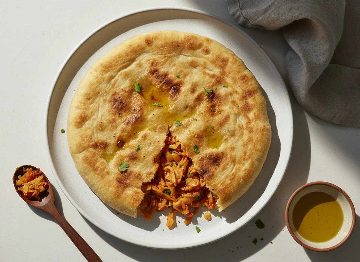 Tunisian Stuffed Flatbread (Mtabga or similar) photo