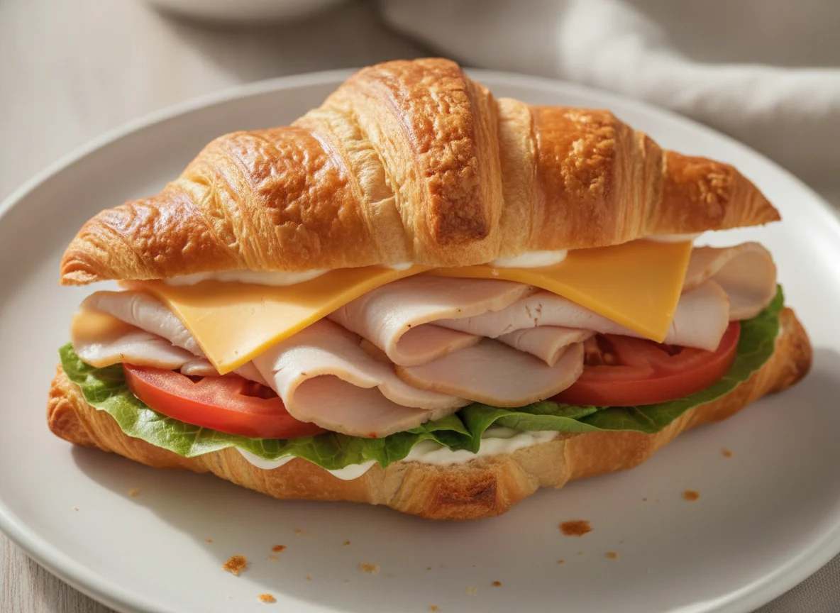 Turkey and Cheddar Croissant Sandwich photo