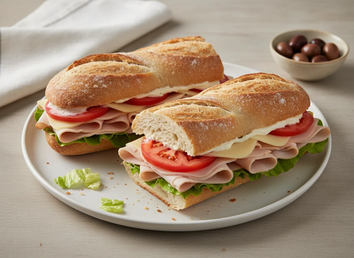 Turkey and Cheese Baguette Sandwich photo