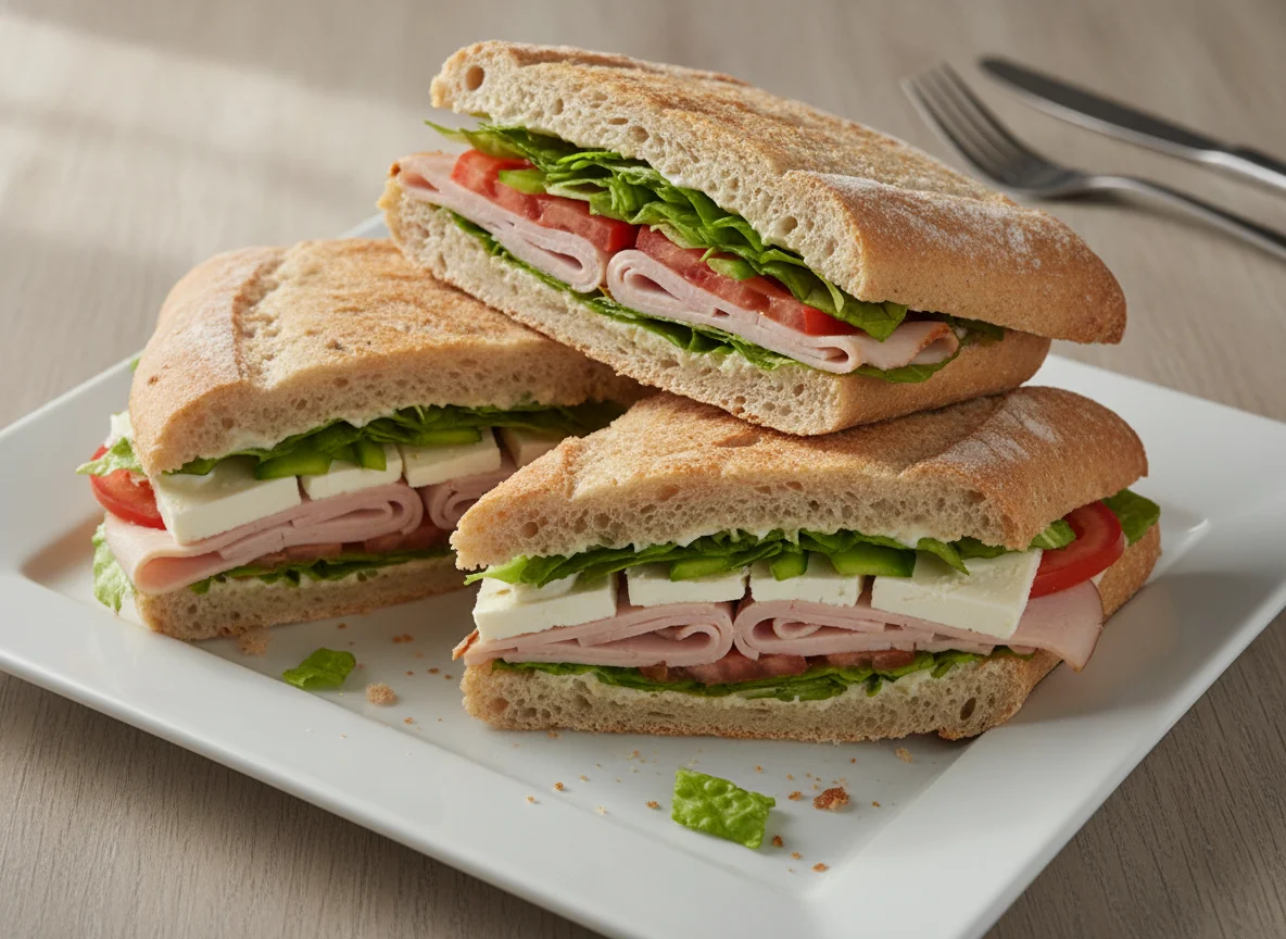 Turkey and Cheese Ciabatta Sandwiches photo