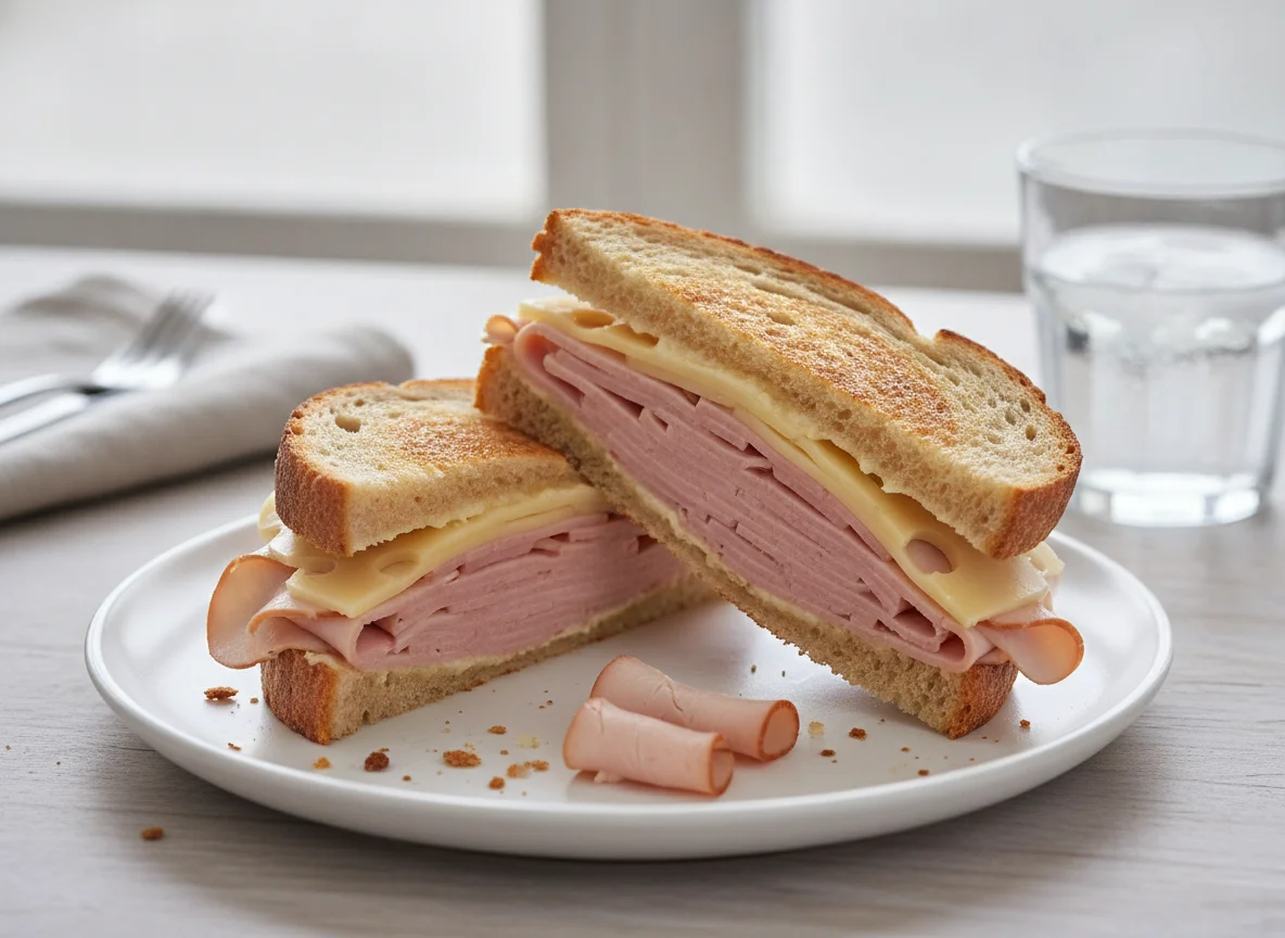 Turkey and cheese sandwich on toasted sourdough photo