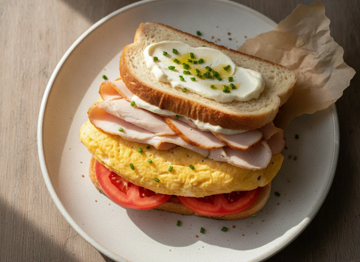 Turkey and Egg Breakfast Sandwich photo