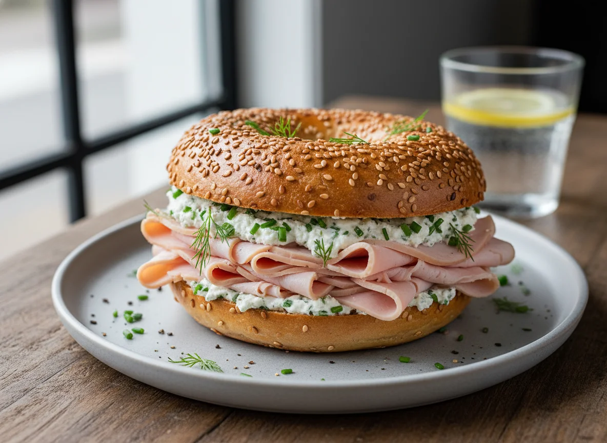 Turkey and Herb Cheese Bagel photo