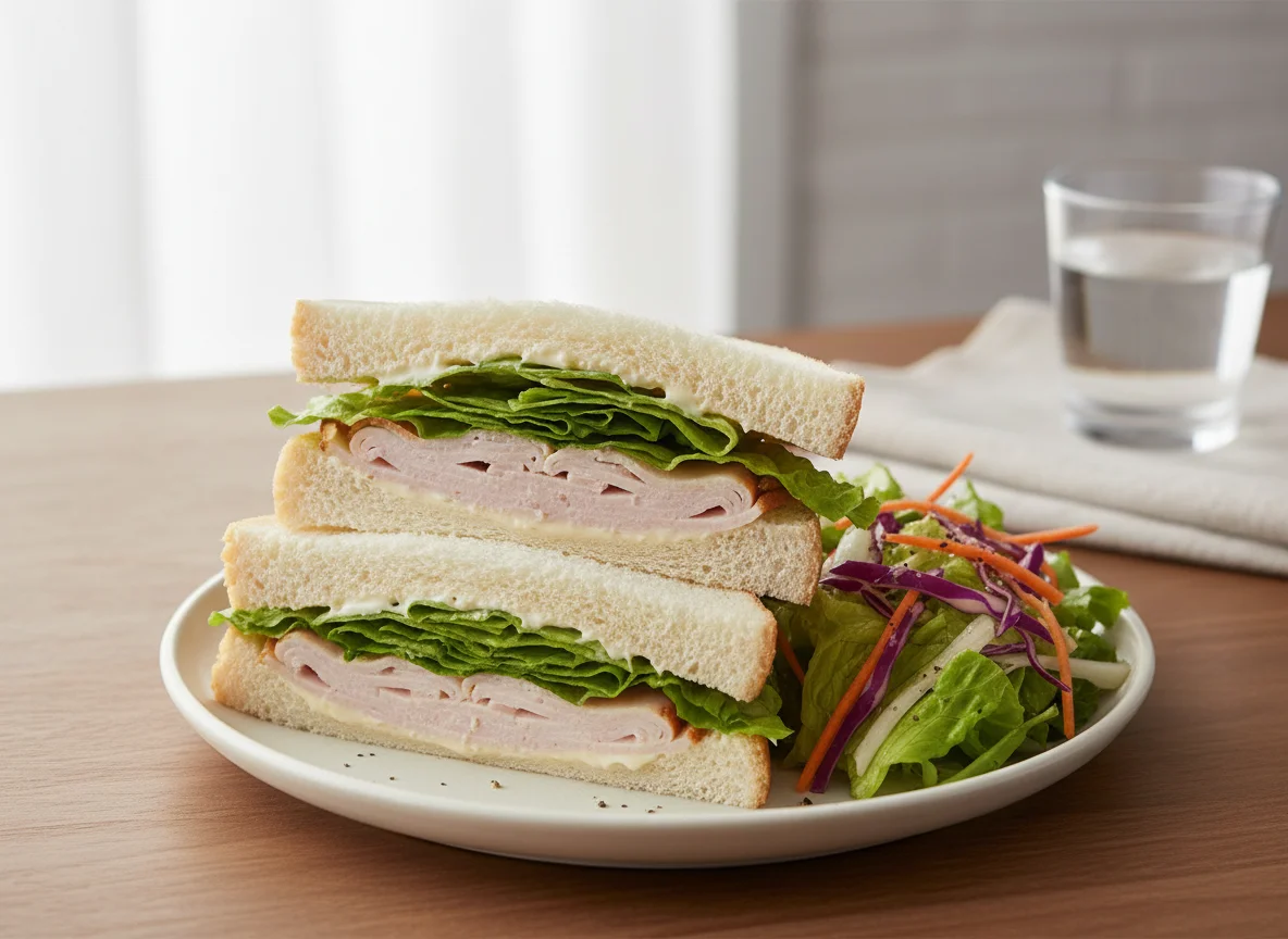 Turkey and Lettuce Sandwich with Side Salad photo