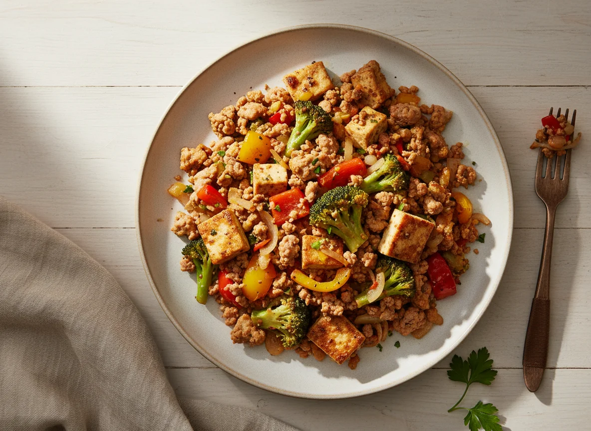 Turkey and Tofu Scramble with Vegetables photo