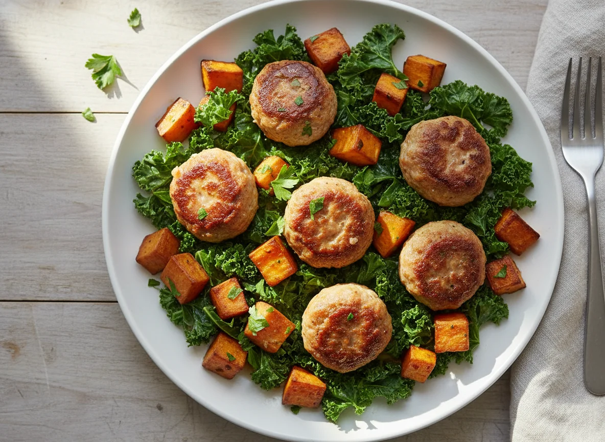Turkey Meatballs with Kale and Sweet Potato photo