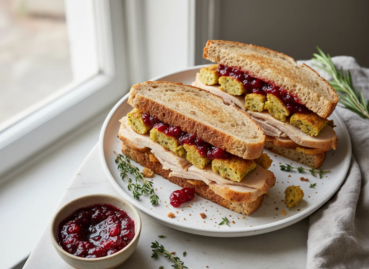 Turkey & Trimmings Sandwich with Stuffing & Cranberry Sauce photo