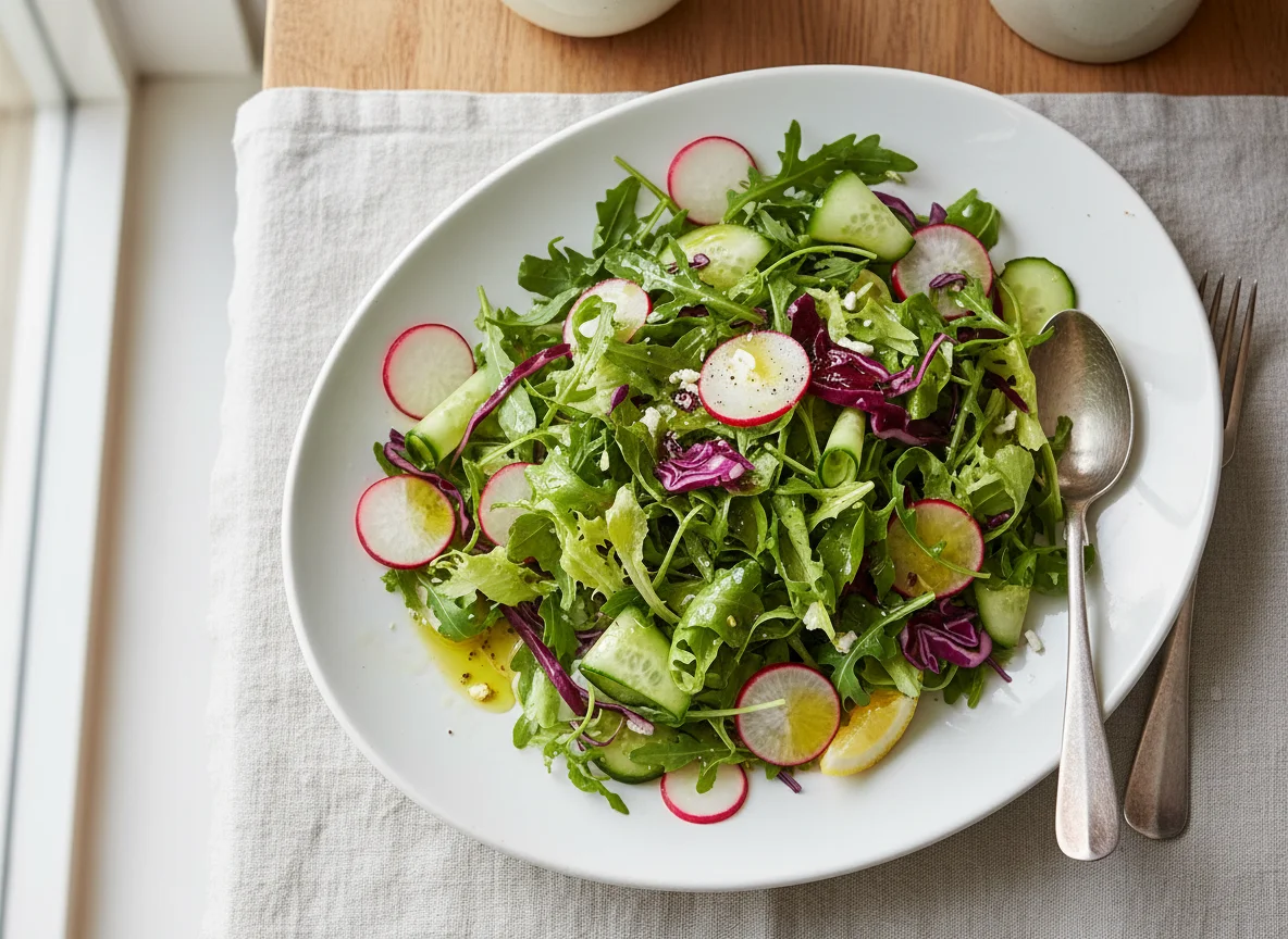 Turkish Garden Salad with Radish and Cucumber photo