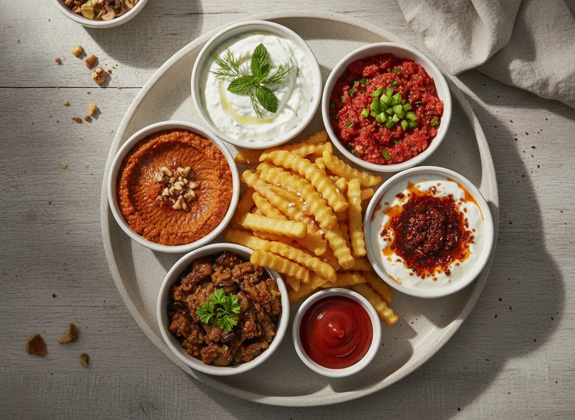 Turkish Meze Platter with French Fries photo