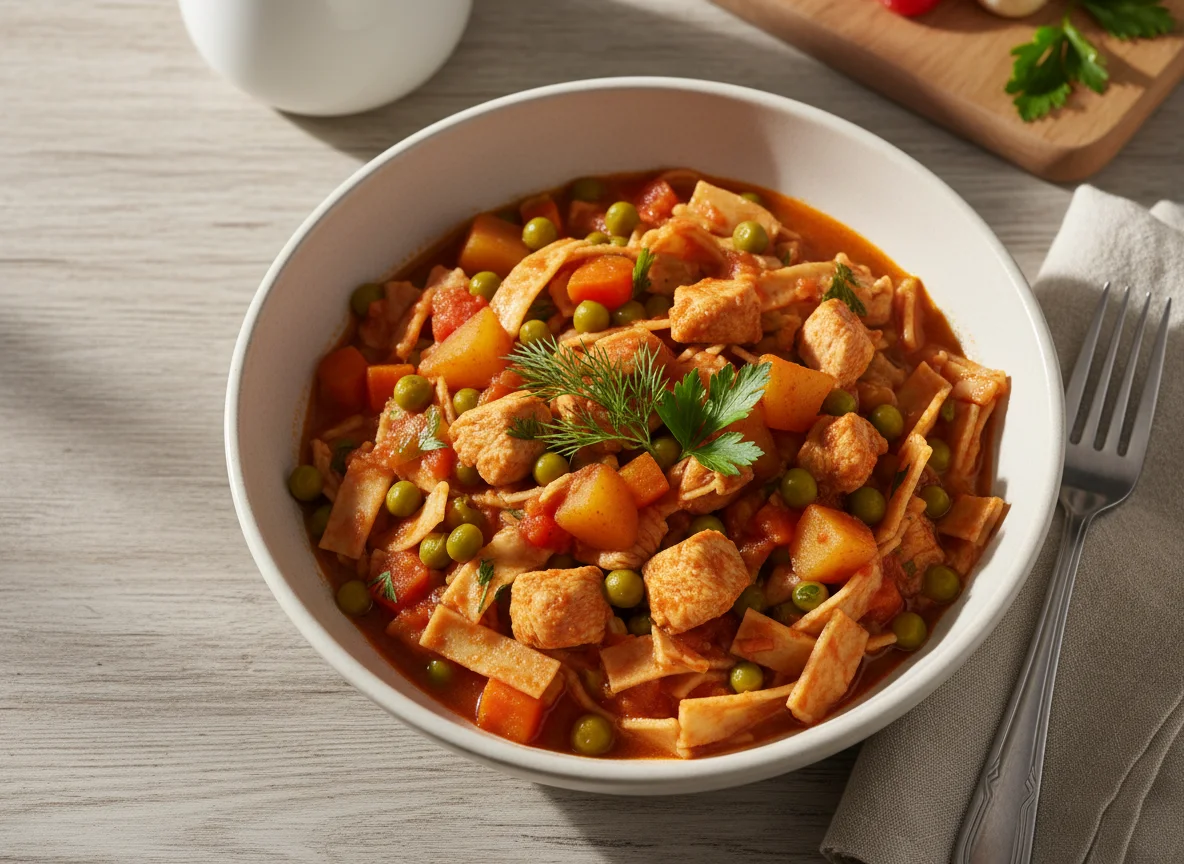 Turkish Noodle and Chicken Stew Meal photo