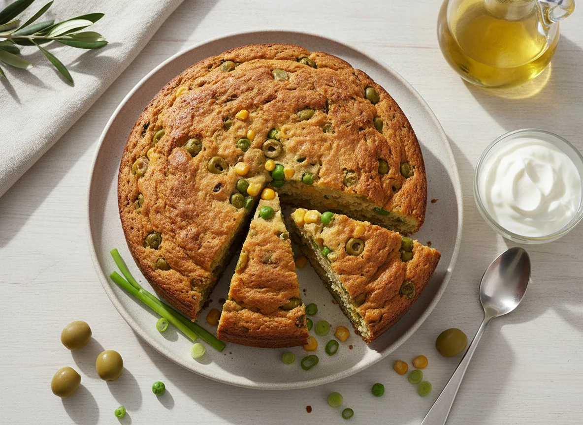 Turkish Savory Cake (Zeytinli ve Bezelyeli Kek) photo