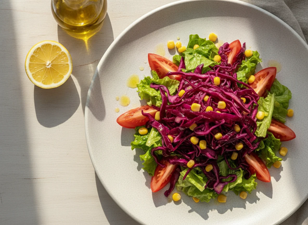 Turkish Seasonal Salad with Pickled Red Cabbage photo