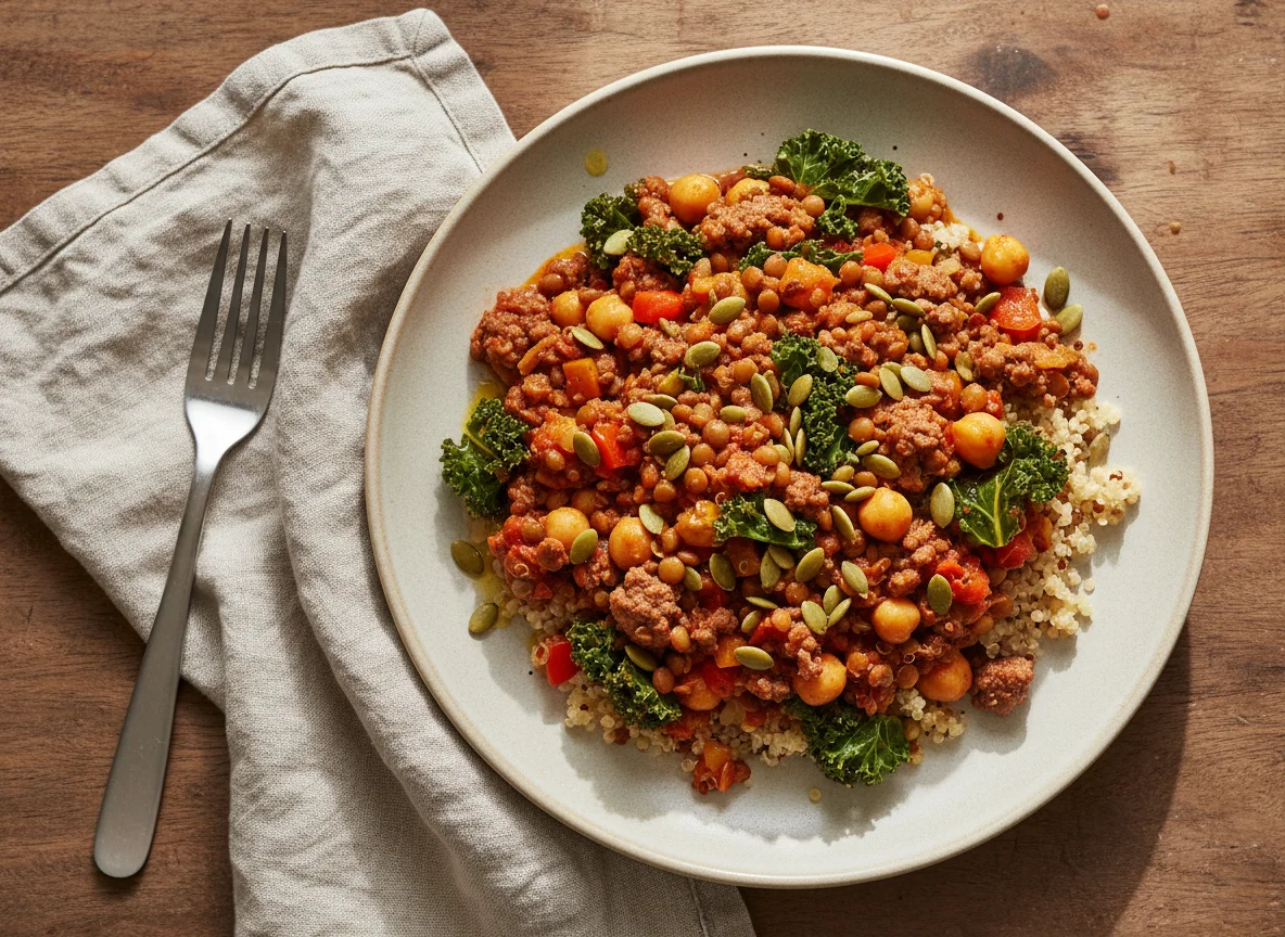 Tuscan Style Beef with Kale & Pepitas photo