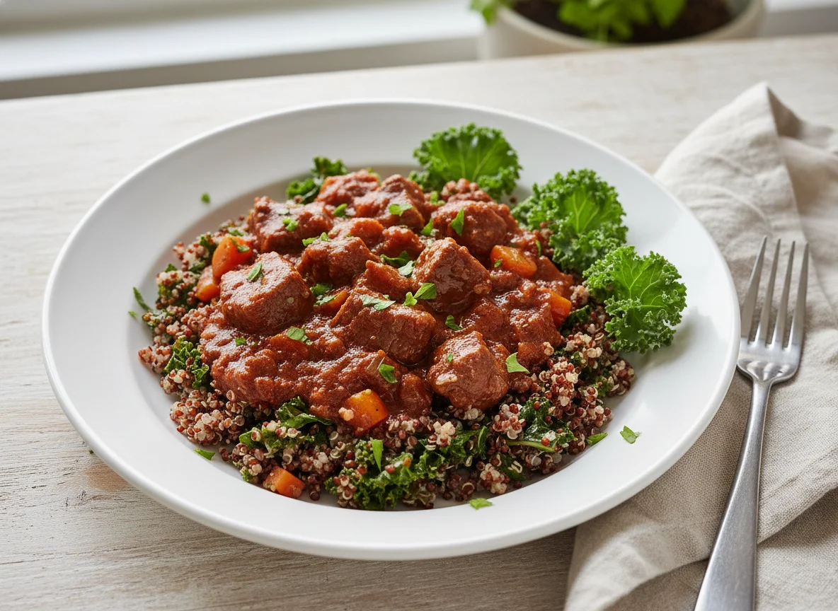 Tuscan Style Beef with Red Quinoa & Kale photo