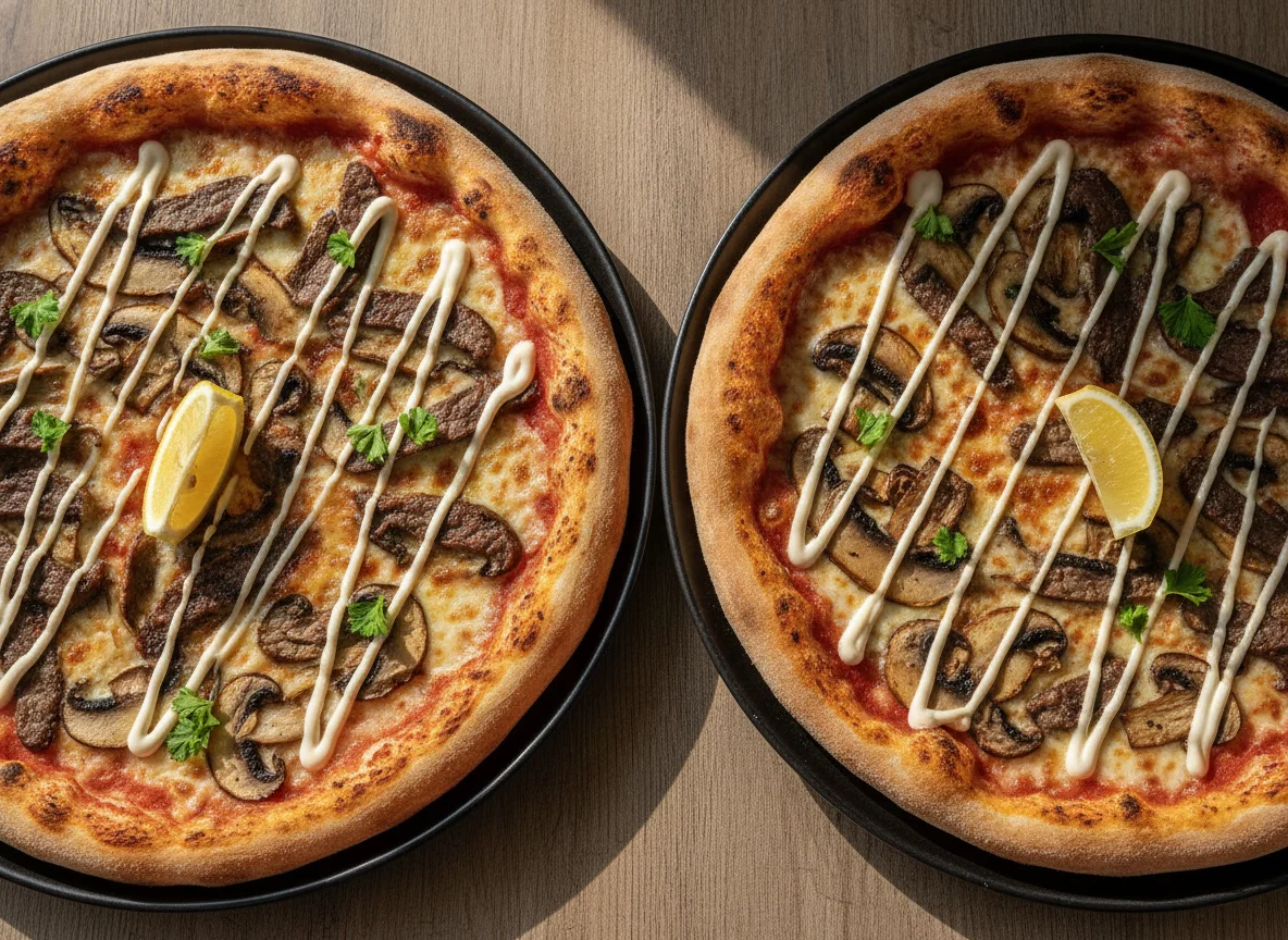 Two Pizzas with Beef and Mushroom photo