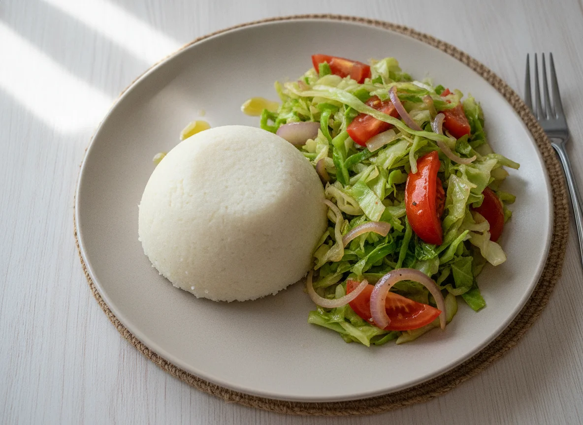 Ugali with Fried Cabbage photo
