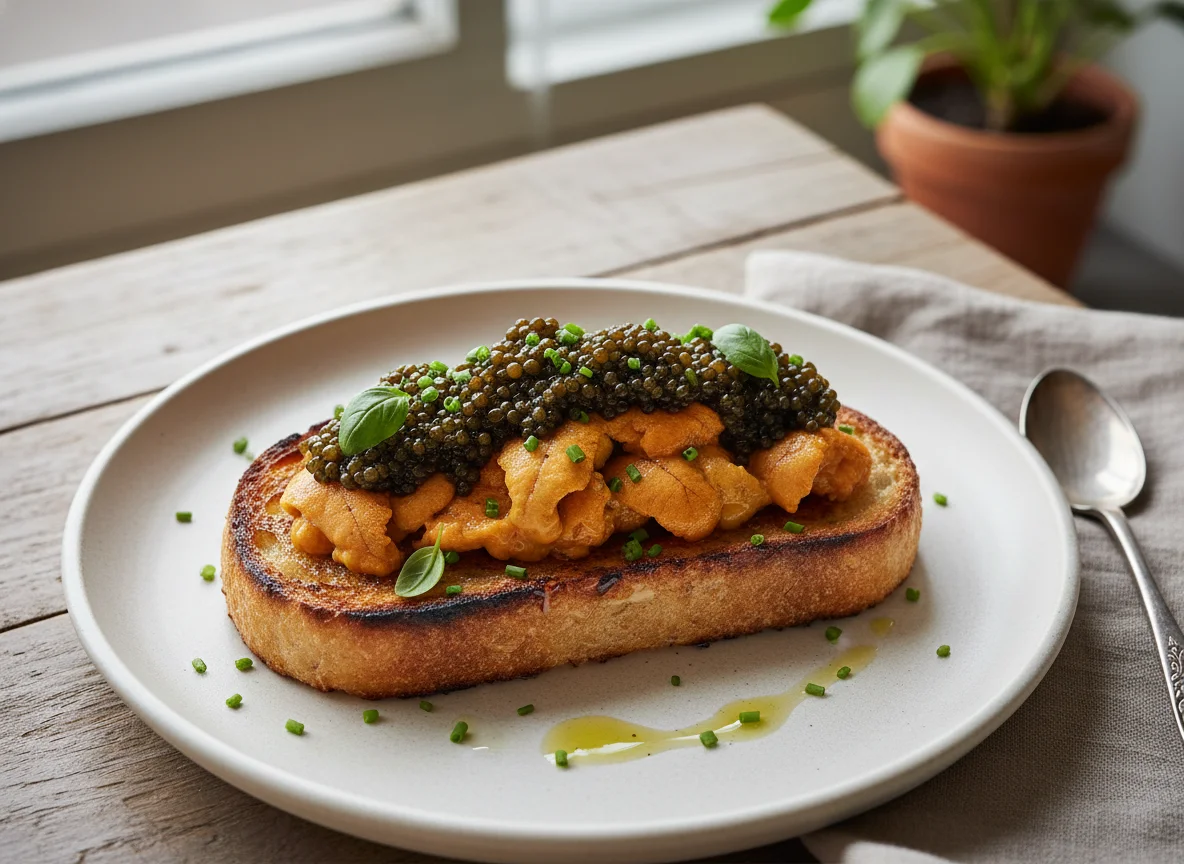 Uni and Caviar Toast photo