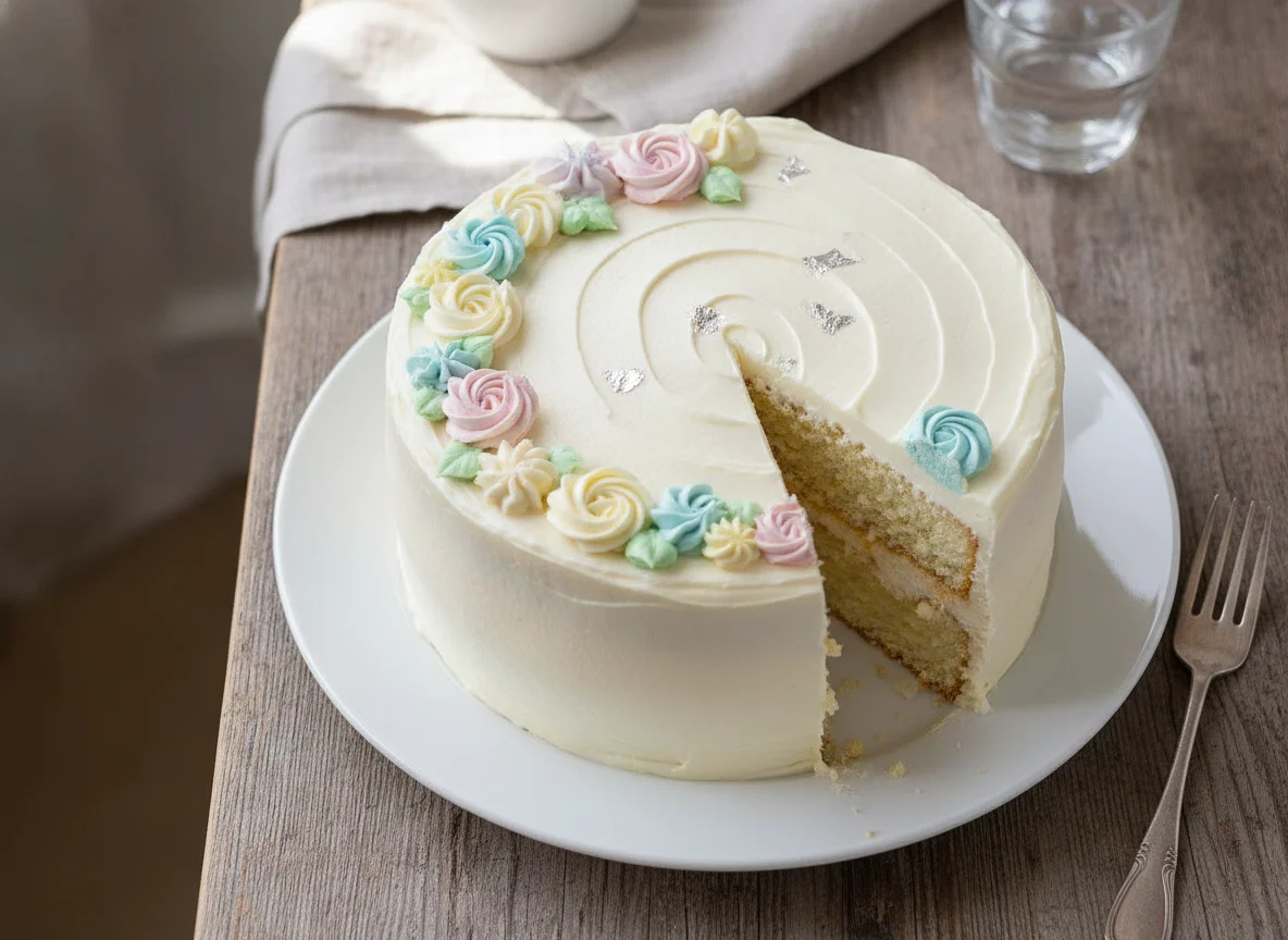 Vanilla Sponge Cake with Buttercream Frosting photo