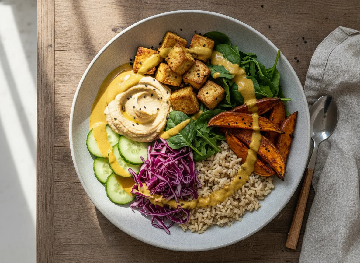 Vegan Buddha Bowl with Turmeric Tahini Dressing photo