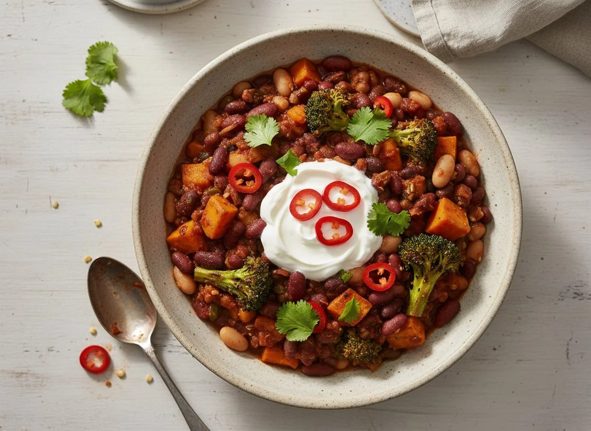 Vegetable and Bean Chili with Sour Cream photo