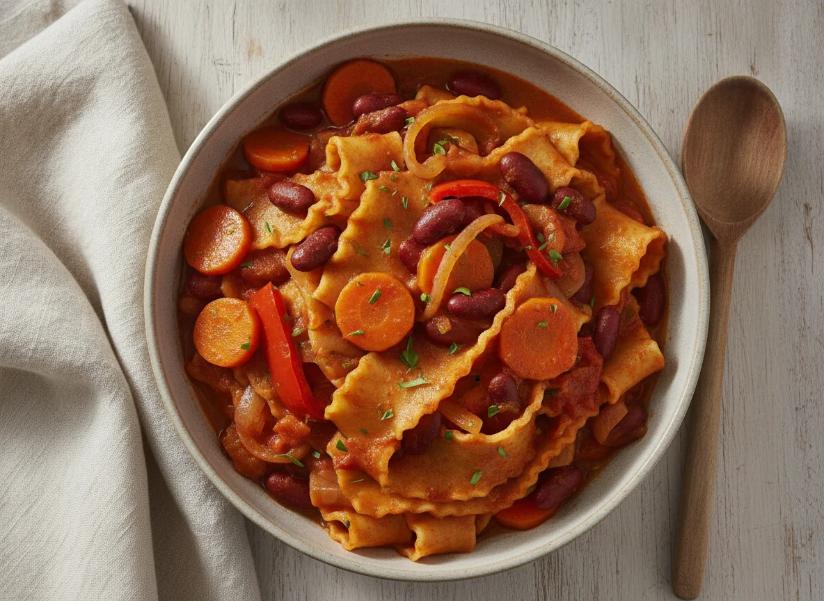Vegetable and Bean Stew with Pasta photo