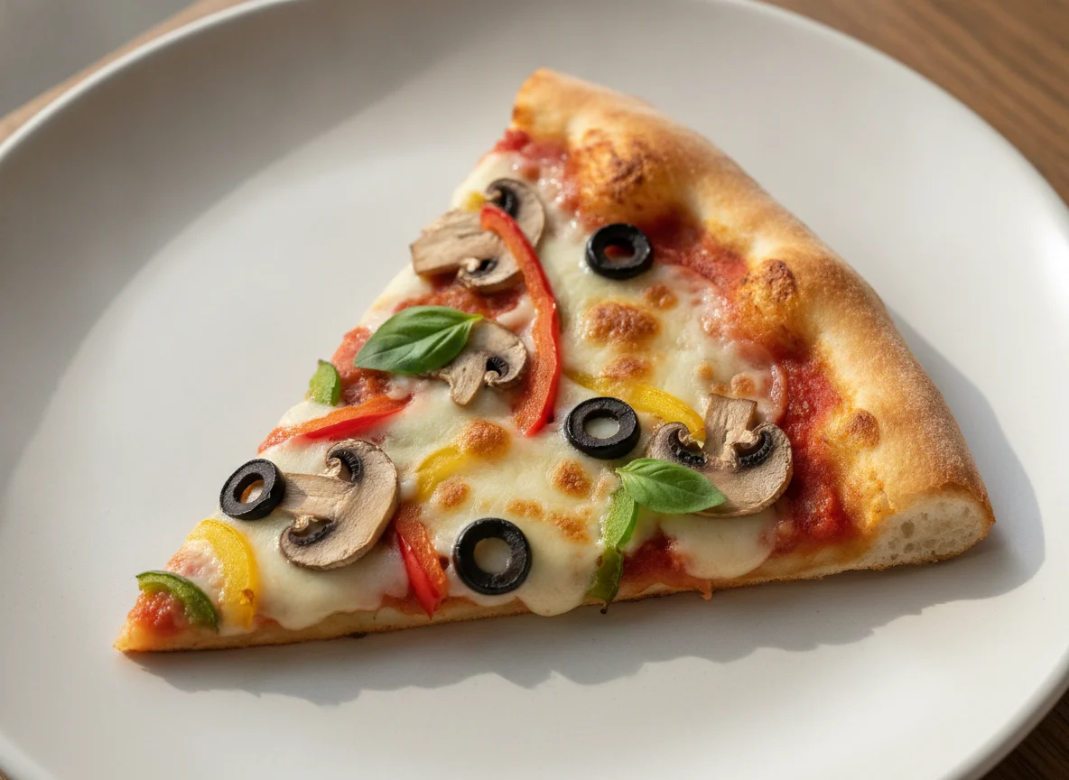 Vegetable and Cheese Pizza Slice photo