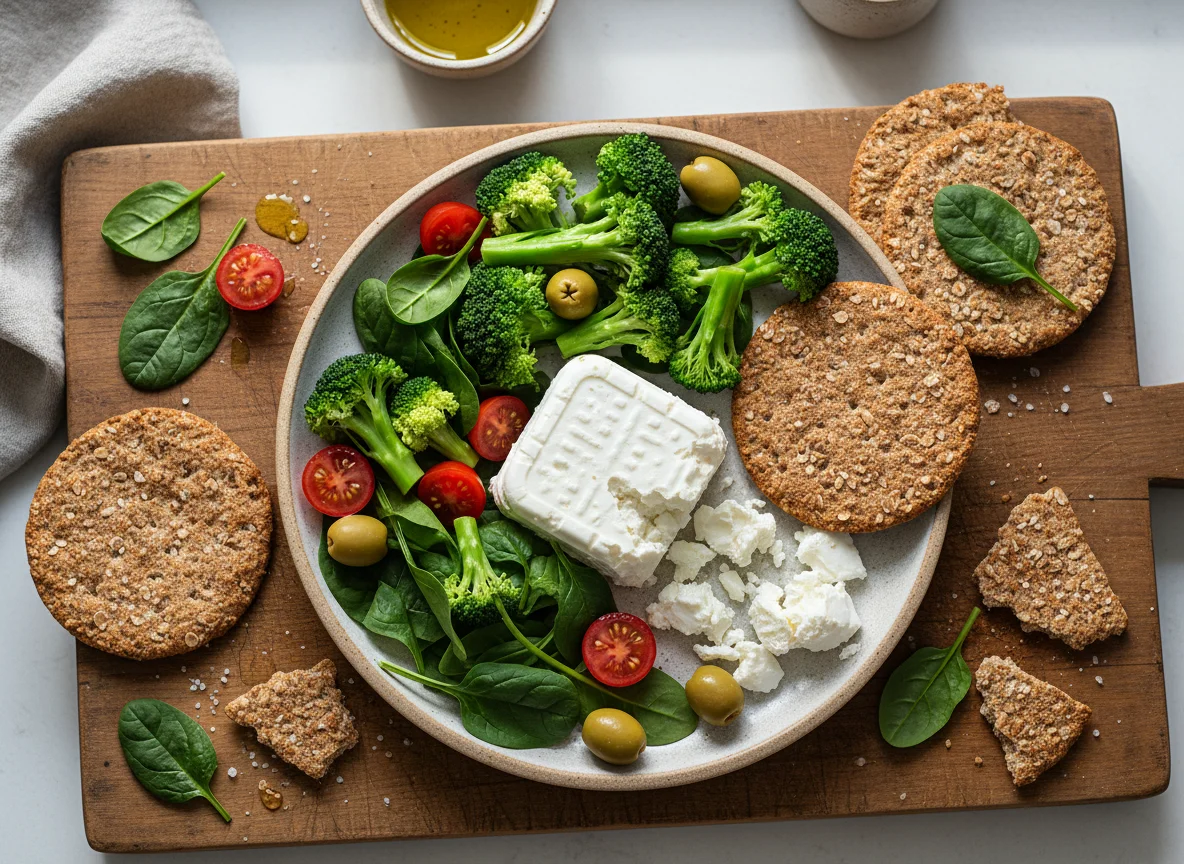 Vegetable and Cheese Plate with Crispbread photo