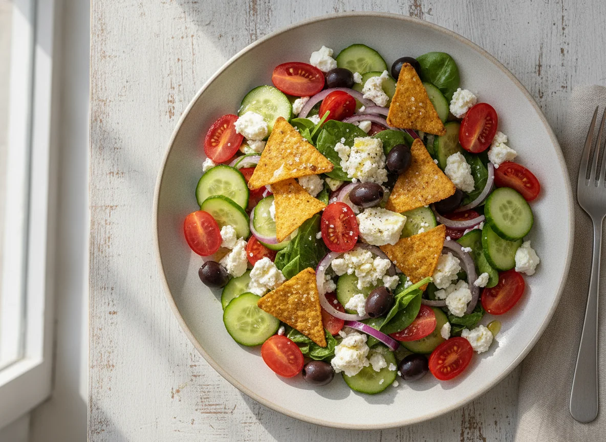 Vegetable and Cheese Salad with Tortilla Chips photo