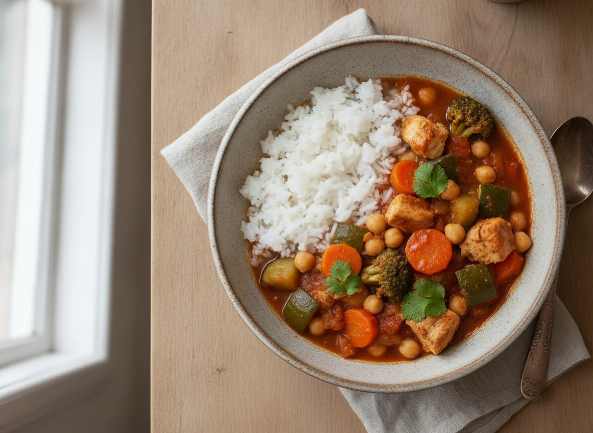 Vegetable and Chicken Stew with Rice photo