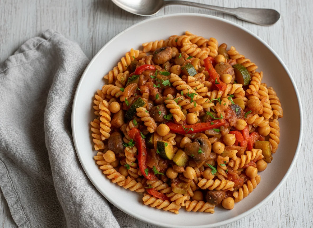 Vegetable and Chickpea Stew with Pasta photo