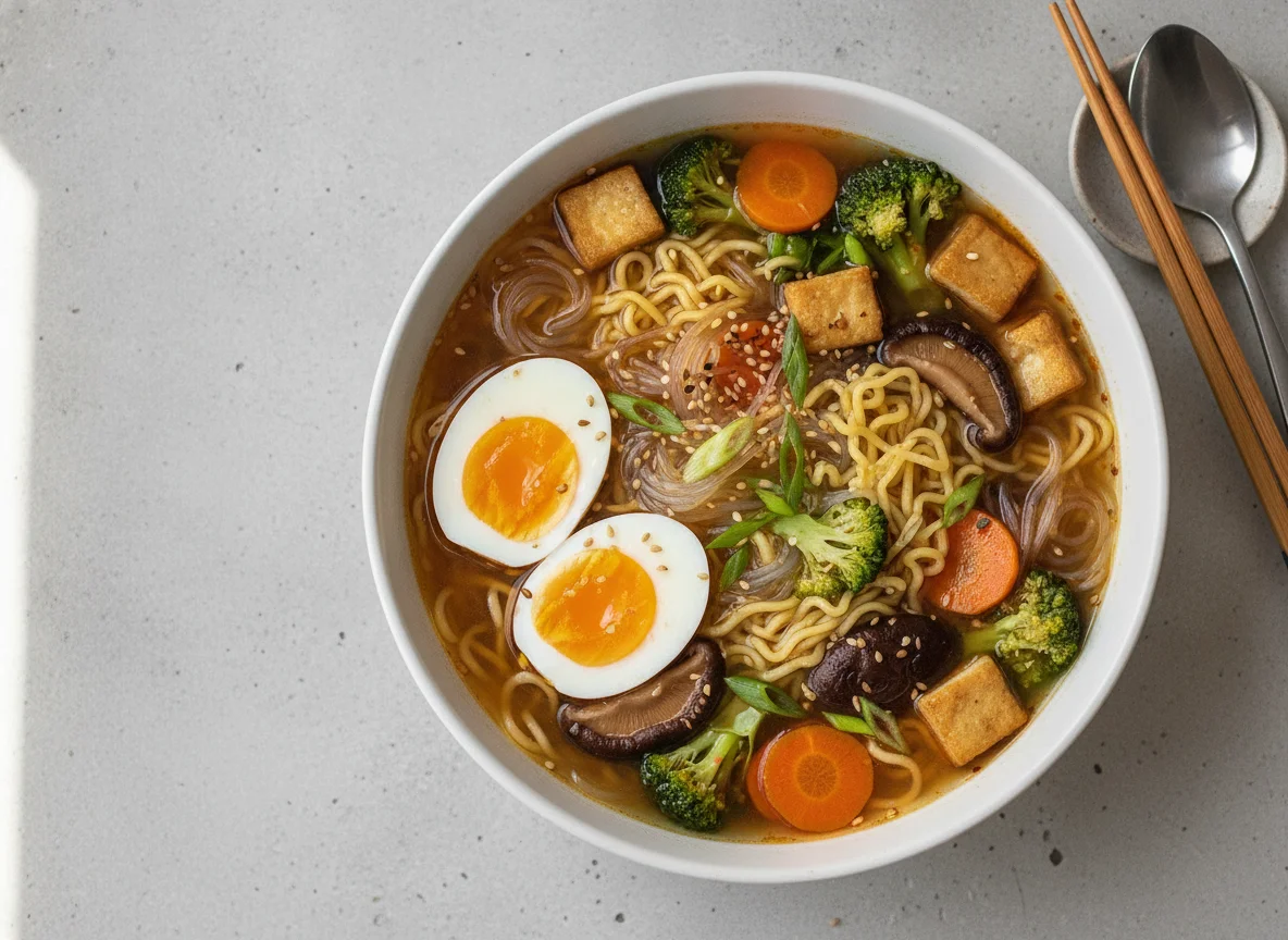 Vegetable and Egg Noodle Soup photo