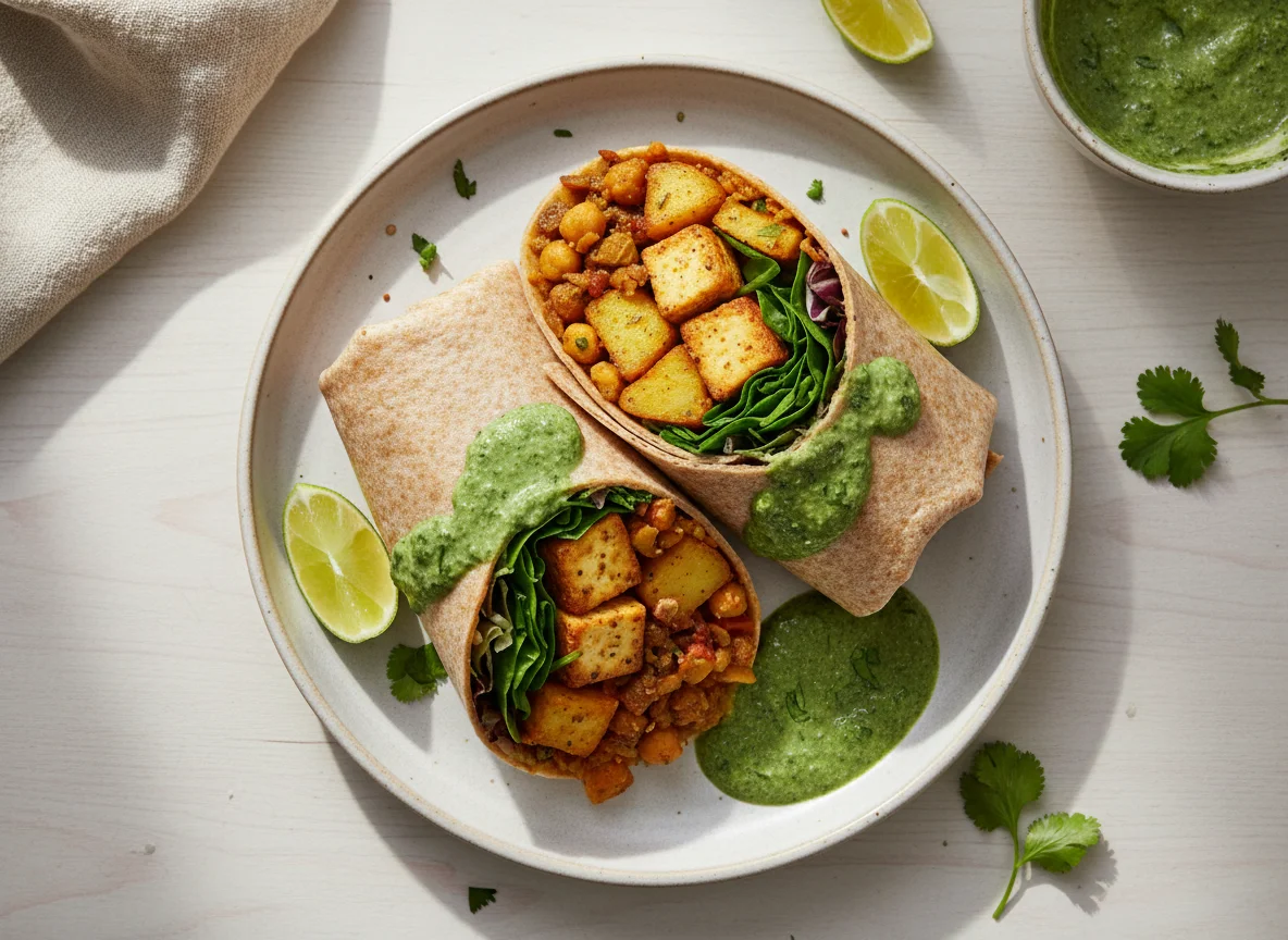 Vegetable and Paneer Wrap with Green Chutney photo