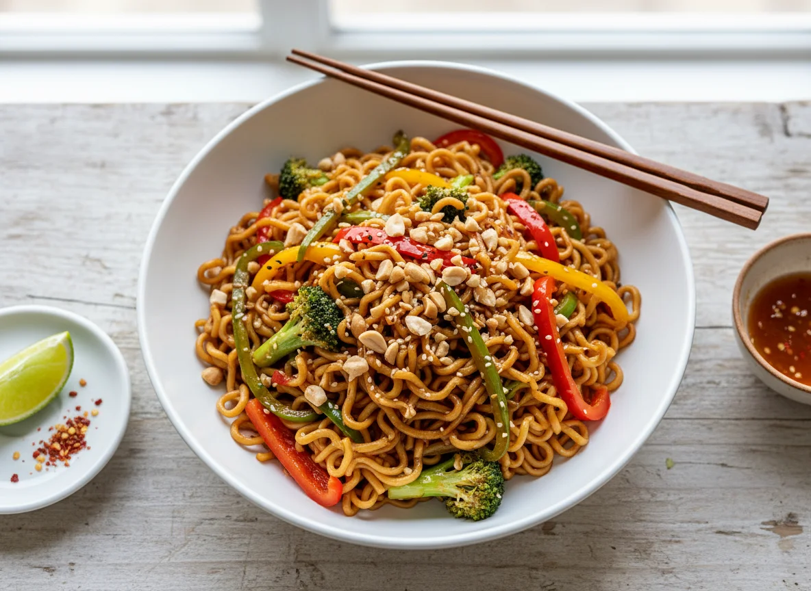 Vegetable and Peanut Stir-fry with Noodles photo