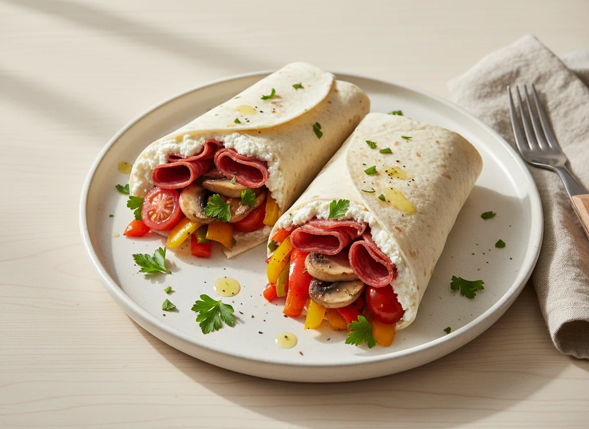Vegetable and Ricotta Wrap with Salami photo