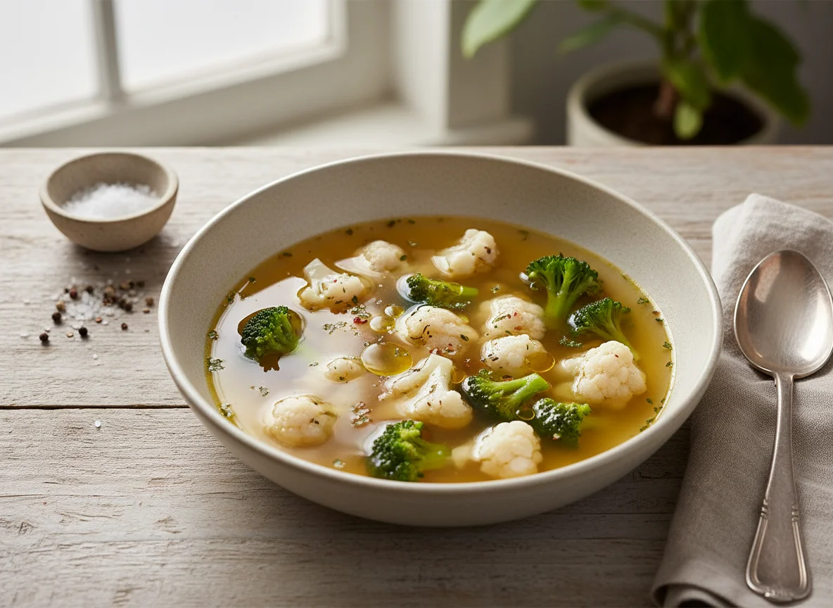 Vegetable Broth with Cauliflower and Broccoli photo