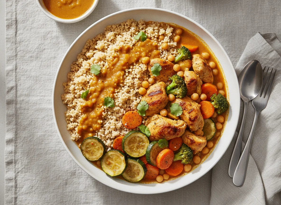 Vegetable Couscous with Indian Rice and Sauce photo