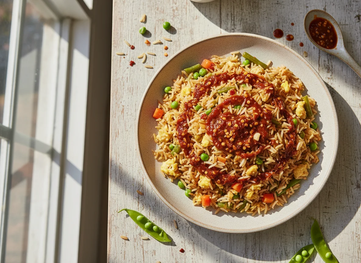 Vegetable Fried Rice with Chili Sauce photo