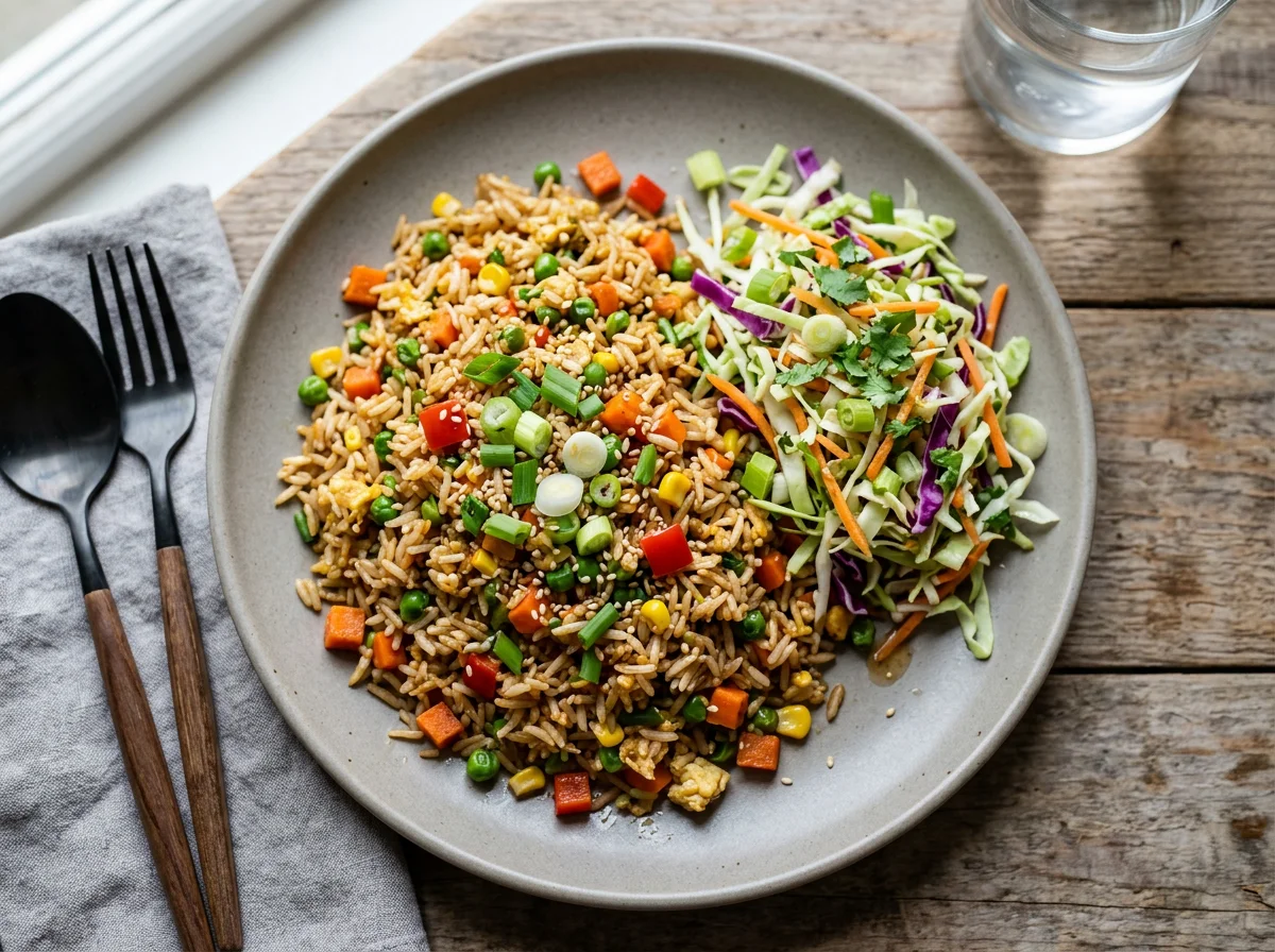 Vegetable Fried Rice with Salad photo