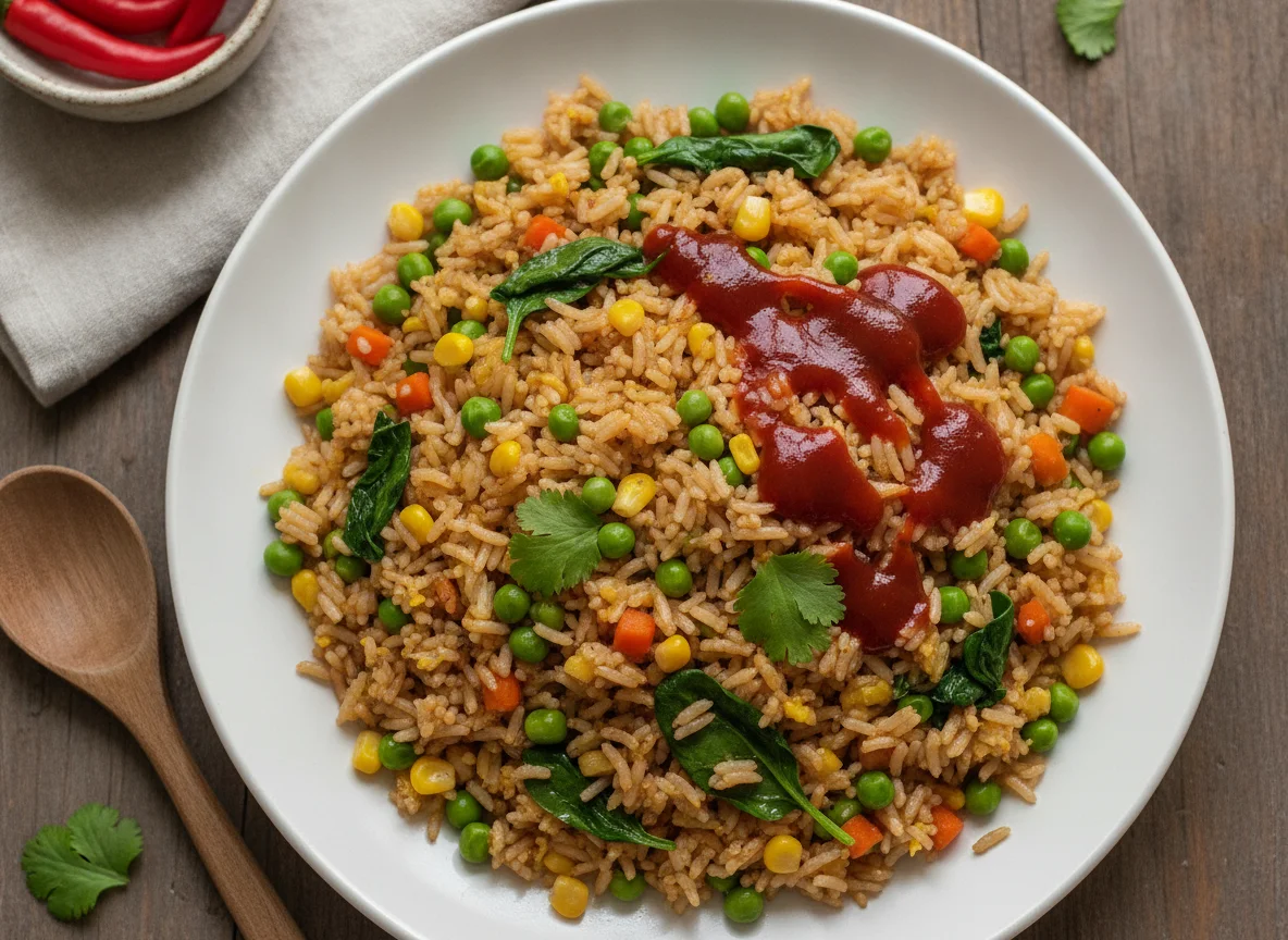 Vegetable Fried Rice with Sweet Chilli Sauce photo