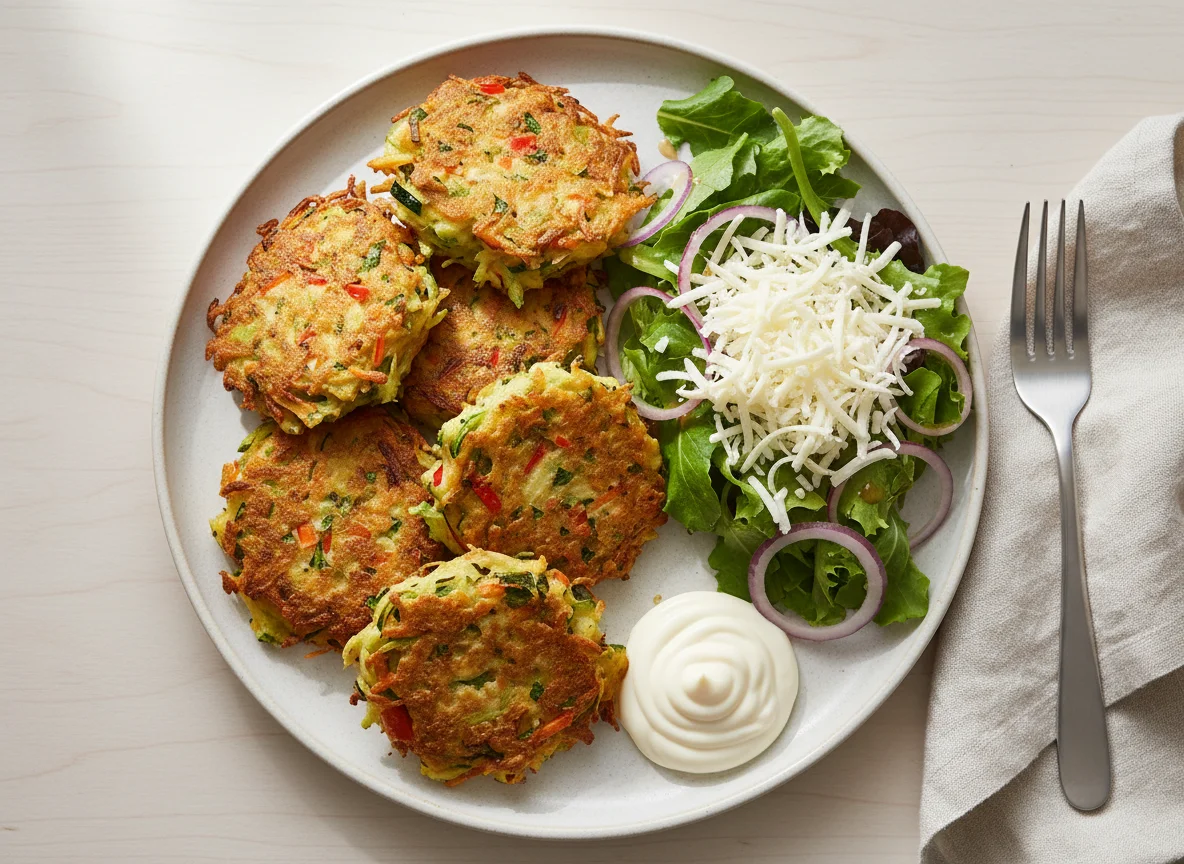 Vegetable Fritters with Salad photo
