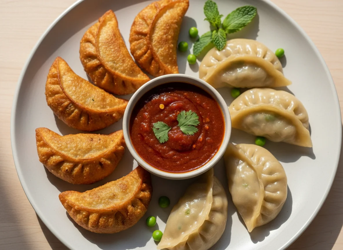 Vegetable Momos with Chutney photo